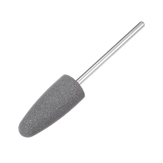 uxcell 120 Grits Abrasive Mounted Stone 2.35mm Shank 2/5"(10mm) Dia Conical Heads Stone Grinding and Polishing Wheels for Nail Polishing