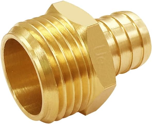 Uenede 2PCS Solid Brass 3/4" PEX Barb to 3/4" GHT Male Garden Hose End Connector Splicer Mender Repair Fitting