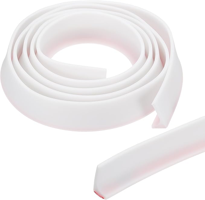 PATIKIL 118 Inch Collapsible Shower Threshold Water Dam Guard, Shower Stopper Barrier Self Adhesive Sink Splash Guard for Frameless Shower Door Bottom, White (1.2"Wx0.6"T)