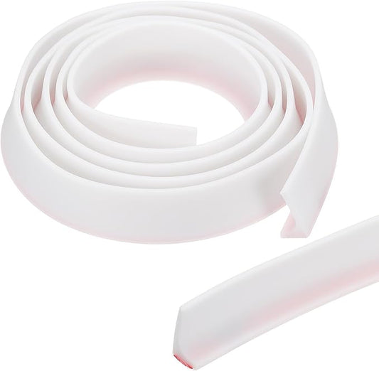 PATIKIL 118 Inch Collapsible Shower Threshold Water Dam Guard, Shower Stopper Barrier Self Adhesive Sink Splash Guard for Frameless Shower Door Bottom, White (1.2"Wx0.6"T)
