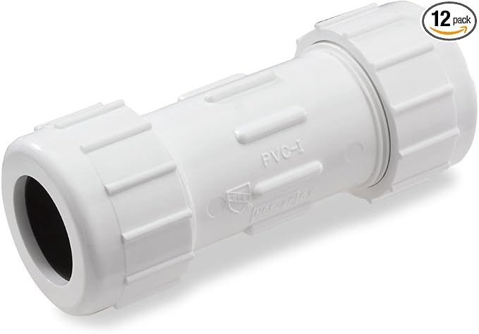 King Brothers Inc. CPC-2000 2-Inch Compression PVC Compression Coupling, White (Pack of 12)