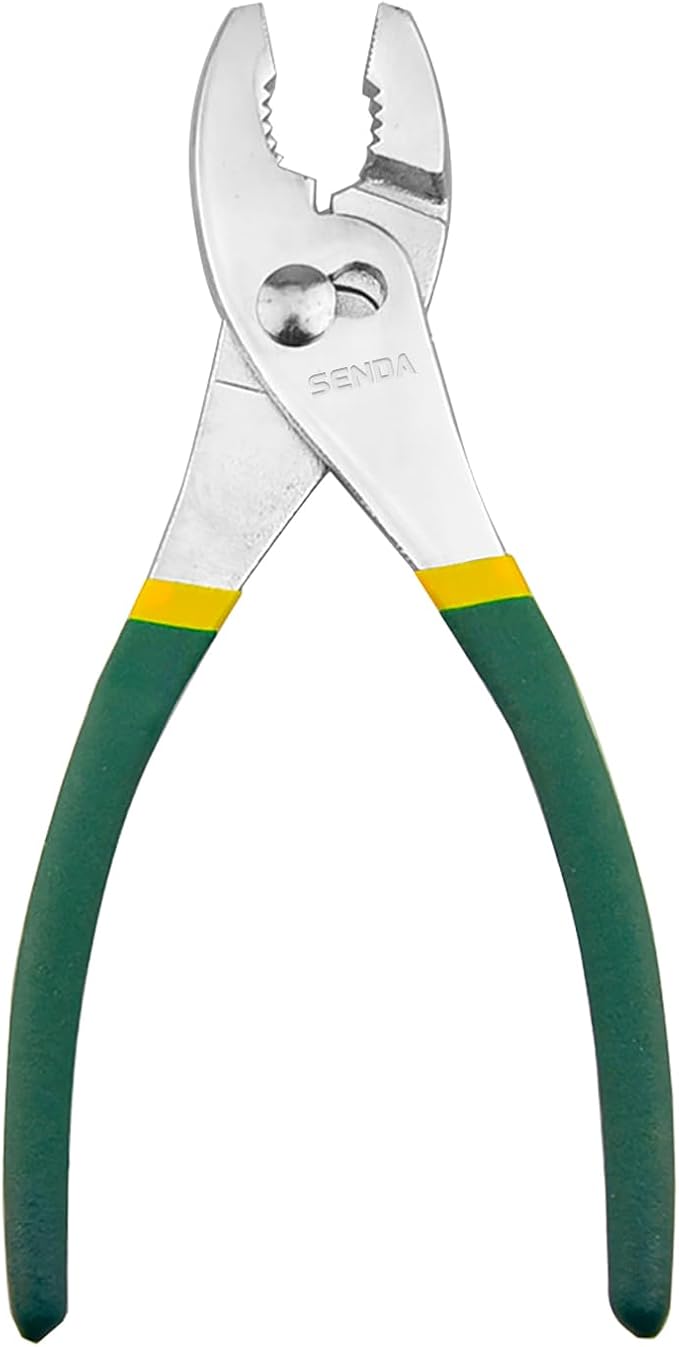 SENDA 8 Inch Slip Joint Pliers, Heavy Duty Carbon Steel, Non-Slip TPR Rubber Grip Handle, 3-Zone Serrated Jaw, Rust Resistant Finish, Adjustable for Home & Industrial Repair
