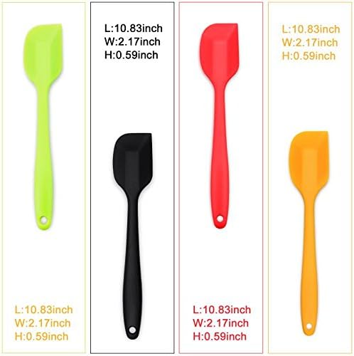 4‑Piece Silicone Spatulas Set Heat Resistant 600°F Seamless Steel‑Core Rubber Spatulas for Nonstick Cookware ALLWIN HOUSEWARE Uniform Length Kitchen Spatulas for Cooking & Baking, Multicolored