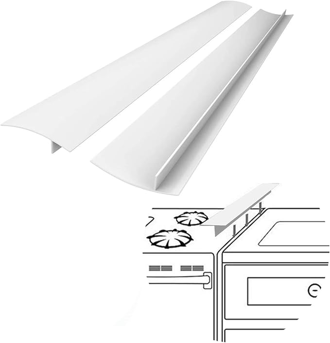 SEVCHY Silicone Stove Gap Covers (2 pack), Oven Gap Filler, Heat Resistant Stove Gap Filler, Seal Gap between Stovetop and Counter, Easy Clean (25 inch, White)