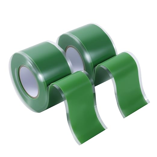 2-Pack Green Silicone Tape (20 Ft Total) - Flexible Grip Tape for Sport Rackets & Fishing Rods - Leak Seal Repair for Irrigation Pipes - Easy-Peel Liner, 1 Inch x 10 Feet