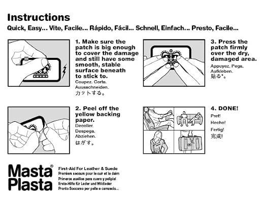 MastaPlasta Self-Adhesive Premium Leather Repair Patch. Navy Leather 8in x 4in (20 x 10 cm). Your Instant Stick-On Upholstery-Quality Leather Repair Kit for Couches, Car Interiors, Bags & DIY