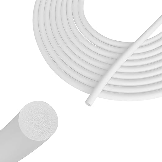 Backer Rod 1/4 Inch, EPDM Rubber Foam Caulk Saver 16.4' White Weather Strip Seal for Concrete Joints, Wall Cracks, Driveway and Joint Fillers.