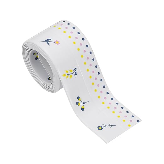 PATIKIL Caulk Tape Waterproof Self Adhesive, PVC Toilet Caulking Sealant Strip Bathtub Caulk Sealing Strip Tape for Bathroom Kitchen Countertop, Flower World (1.5 Inch x 5 Ft)