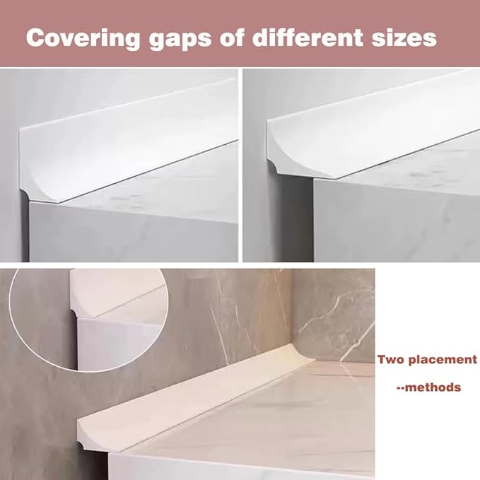 Water Dam Silicone Waterproof Barrier Bathroom and Kitchen Water Strip Coving Edging Strip（White-2.2m）