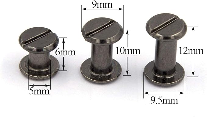 75 Sets Chicago Black Round Head Rivets Binding Screws Screws 6/10/12 3 Sizes for Leather Craft Decoration/Books/Leather, Bags, Apparel Rivets