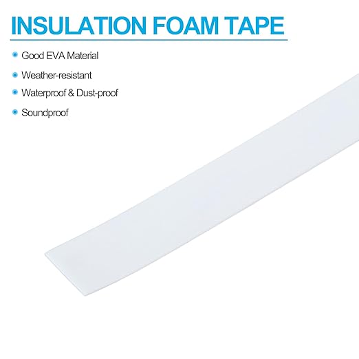 PATIKIL 3/4" W x 3/64" T x 16.4Ft EVA Single Sided Foam Tape, 2Pcs Multipurpose Sealing Strip Foam Waterproof Weather Stripping Foam Sealing Foam Strips with Adhesive for Door, White