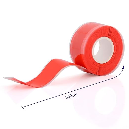 Self-Fusing Silicone Fusional Repair Tape - Self-Adhesive for Leak Seal Repair - Electrical Insulation - Heat Resist & Waterproof - Airtight - Multi-Purpose Soft Rubber Strip - 3m x 25mm x 0.5mm - Red