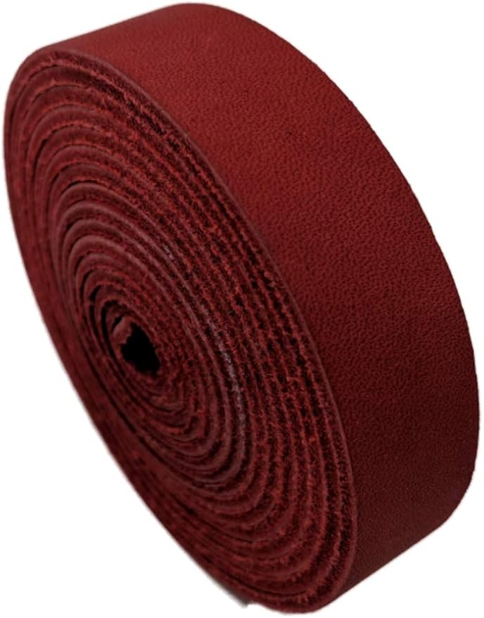 Leather Strap for Crafts & Jewelry | 72 Long × 5/8" Wide × 1/16" Thick (4-5oz) | Genuine Leather Strips for Crafts, Projects or Repairs - Red | 2-Pack