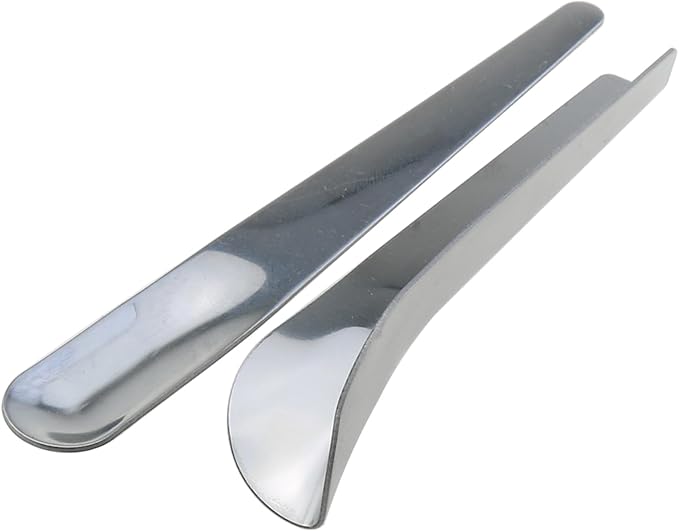 Heyous 2PCS Silver Stainless Steel Double Ended Caulking Tools Cement Slurry Cleaning Utensil Shaded Corners Scraper Wall Tile Spatula