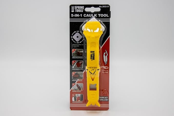 Spring Tools 5-1 Caulk Tool; 5 in 1 Caulking Tools Caulk Finishing Tool Caulk Remover Tool Caulk Remove Scraper Silicone Tool for Bathroom