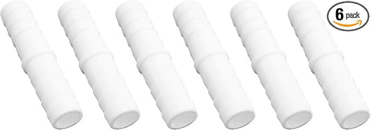 6Pcs 5/8" x 5/8" Plastic Hose Barb Fittings, Barbed Splicer Mender Joint Adapter Union Connectors for Aquarium, Household, Fuel, Gas, Liquid, Air Hose Repair