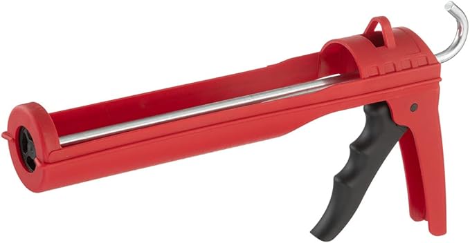 INTERTOOL Caulking Silicone Gun with 10 oz. Tube & 10:1 Thrust Ratio – Drip-Free Lightweight Hand Caulk Gun Tool with Durable Plastic Body, Smooth Rod, Quiet Ratcheting HT-0027
