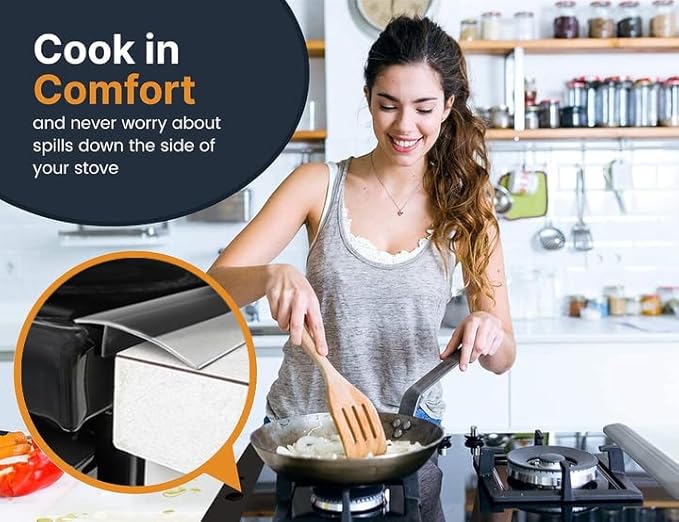 Linda’s Essentials Silicone Stove Gap Covers (2 Pack), Heat Resistant Oven Gap Filler Seals Gaps Between Stovetop and Counter, Easy to Clean Stove Gap Guard (21 Inches, Clear)