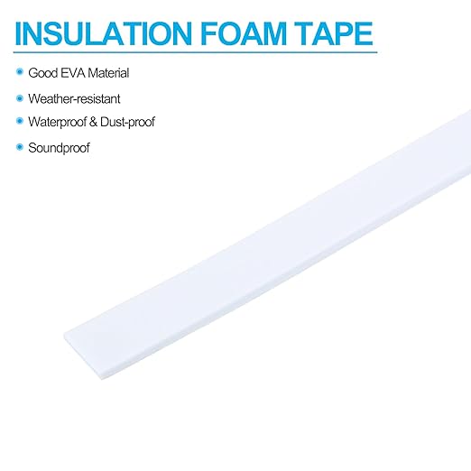 PATIKIL 5/8" W x 1/8" T x 16.4Ft EVA Single Sided Foam Tape, 2Pcs Multipurpose Sealing Strip Foam Waterproof Weather Stripping Foam Sealing Foam Strips with Adhesive for Door, White