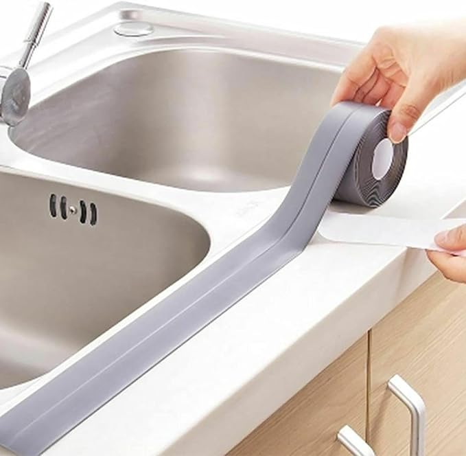 Caulk Strip Tape, Waterproof Dustproof PVC Self Adhesive Caulking Sealing Tape for Kitchen Sink Toilet Bathroom Shower Bathtub Wall(0.86" x11',Grey)