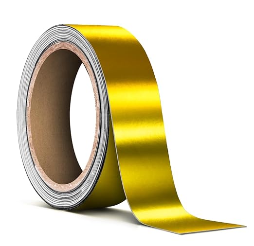 VViViD Satin Gold Chrome Pinstripe Vinyl Tape Roll (1” x 25ft)
