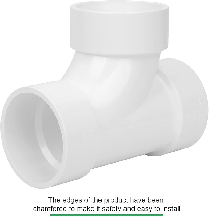 3IN PVC DWV Sanitary Tee 3-Way PVC Pipe Fittings Adapter Furniture Build Grade SCH40 PVC Elbow Fittings Connector for Drain, Waste, Vent
