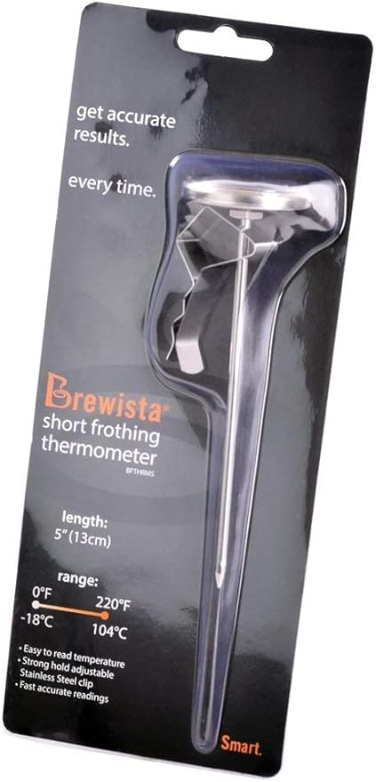 Brewista Short Frothing Thermometer-5-Inch with Clip , 5-Inch, Stainless Steel