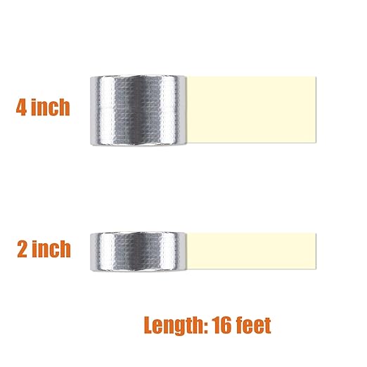 Butyl Waterproof Tape, 2 inch x16 feet Aluminum Foil Tape, Butyl Sealant Tape for RV Roofs, Boats, and Pipes, and for Glass & EPDM Roof Leak Patching, Silver