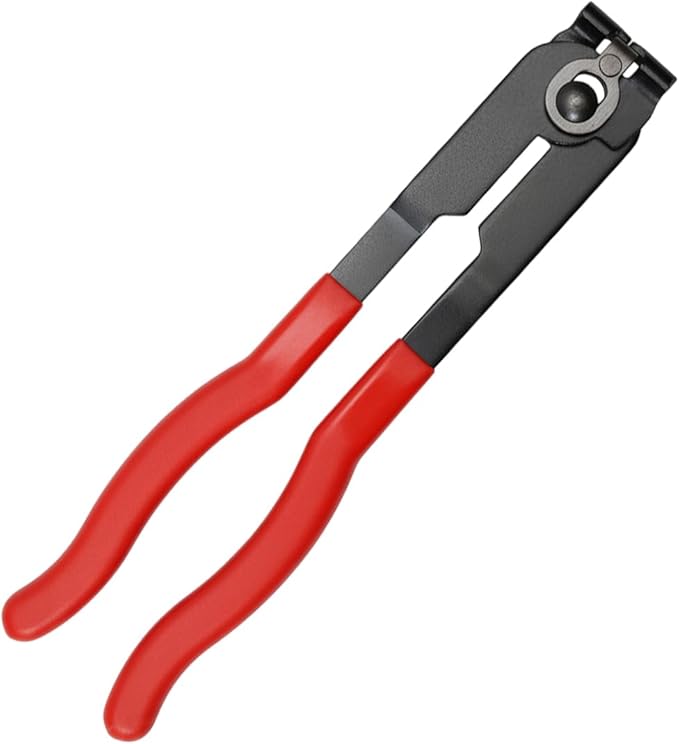 Craedli Automotive CV Boot Clamp Plier, Carbon Steel Drive Shaft Joint Crimp Tool, Adjustable Ear Type Axle Boot Clamp Wrench, Universal Car Repairs Tool for Fuel Hoses, Cooling & Vacuum Lines (Red)