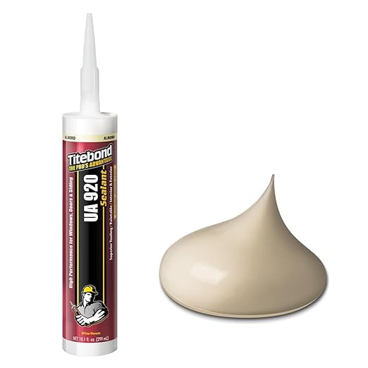Titebond UA 920 Sealant, Almond – Urethane Acrylic Elastomeric Caulk, Crackproof & Flexible, UV Resistant, Paintable in 1 Hour, Interior & Exterior Use – 10.1 Oz, 87071