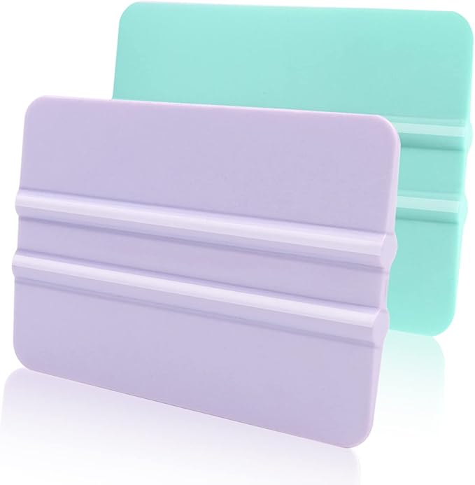 WRAPXPERT Squeegee for Vinyl- Felt Vinyl Squeegee 2 Pcs,Purple and Teal Squeegees Scraper Tool Kit for Crafts Car Wrap Window Tint Wallpaper Glass Film Application