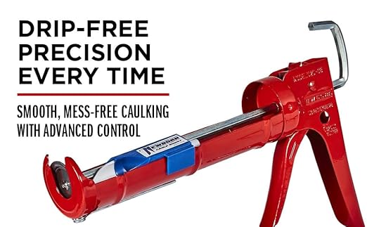 Newborn E-Z Thrust Drip-Free Hex Rod Cradle Caulk Gun with Spring Clip, 1/10 Gallon Cartridge, 10:1 Ratio