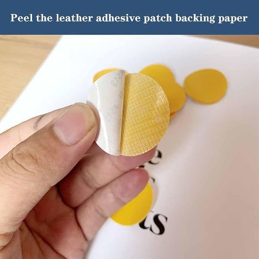 Round Leather Repair Patch for Furniture, Tape Self Adhesive for Couches Car Seat Sofa Jackets Handbags (OneSize,BrownYellow)