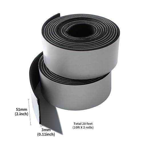 High Density Foam Tape - 2'' X 1/8'' X 10Ft (2 Rolls) Weatherproof Adhesive Prevent Condensation Heat Resistant Weather Stripping Easy to Cut & Install & Remove for Car Doors Pipes Windows