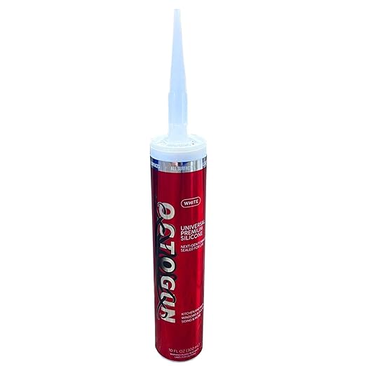 Octogun™ Universal Premium Silicone – All-Purpose Waterproof Sealant for Bathroom, Kitchen, Shower, Window & Door – Low Odor, Flexible & Long-Lasting – 10.1 fl oz -White, Silicone, Caulk