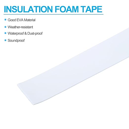 PATIKIL 2" W x 5/64" T x 16.4Ft EVA Single Sided Foam Tape, 2Pcs Multipurpose Sealing Strip Foam Waterproof Weather Stripping Foam Sealing Foam Strips with Adhesive for Door, White