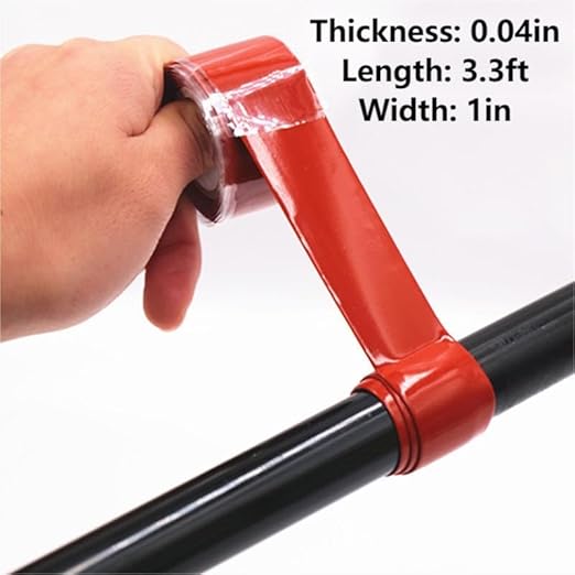 Pipe Repair Tape, 2.5cm×1m Waterproof Strong Stickness Pipes Repair Supply for PVC PPR Pipe Metal Pipe Iron Casting Pipe Ceramic Glass and more(Red)
