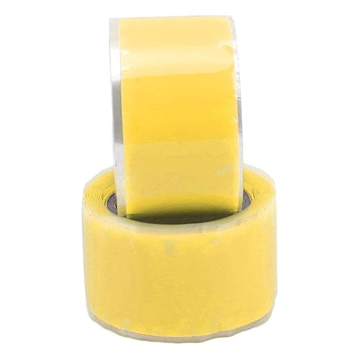 Self Fusing Silicone Tape High Temperature Adhesive Tape for Plumbing Repairs Hose Leak Fixing 2 Rolls 1.5m x 2.5cm (Yellow)