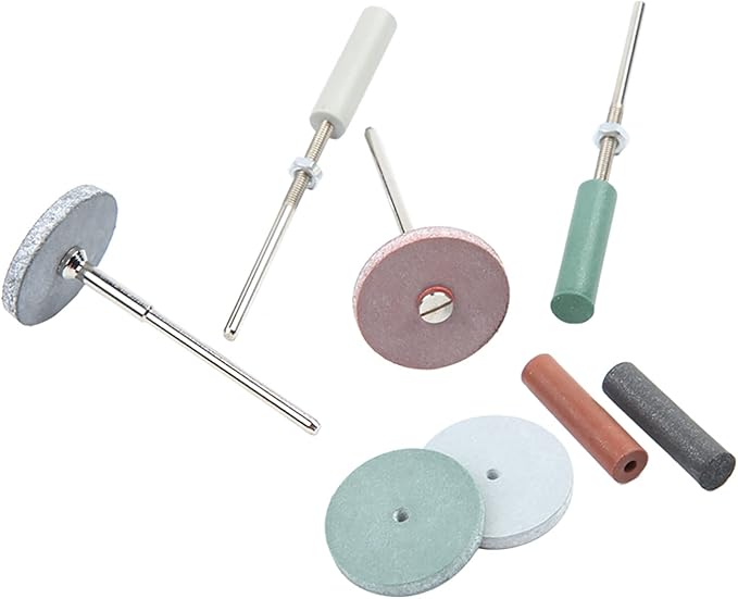 Silicone Polishing Wheels Kit Mixed Lab Buffing Wheel Rotary Hand Pieces Tool Assortment Kit 40pcs 4 Colors Rubber + 6 Pcs Mandrel Shank for Jewelry, Jade and Carving