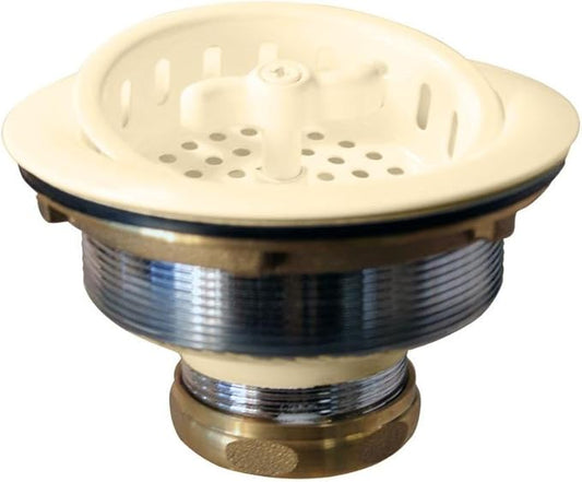 Westbrass D213-51 3-1/2" Wing Nut Twist Style Large Kitchen Sink Basket Strainer, Powder Coat Almond