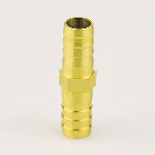 Da by 3 pcs 1/4"(6mm) Brass Barb Splicer Mender Hose Barb Fitting with 6 pcs Stainless Steel Pipe Clamps for Water/Fuel/Air
