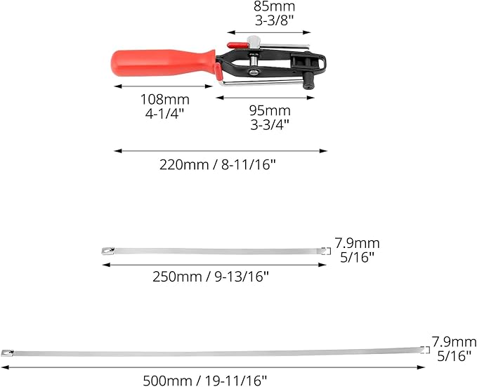 QWORK Auto Joint Banding Boot Axle Clamp Pliers with 20PCS Stainless Steel CV Joint Boot Band Clamps, Auto/ATV CV Axle Clamp Tool Kit Includes 10 Small and 10 Large Clamps