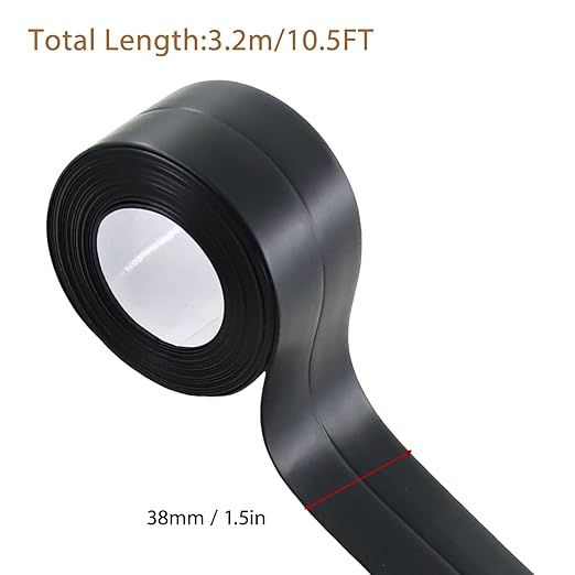 3 Rolls Sealing Caulk Tape Self Adhesive, Waterproof Caulking Tapes Sealant Strip for Bathroom Toilet Kitchen Countertop Black