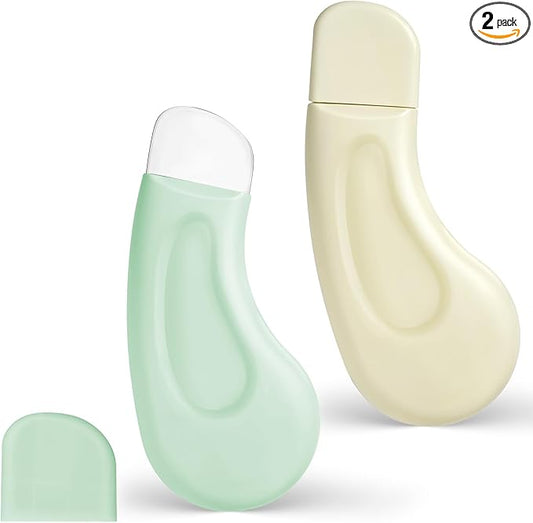 2PCS Silicone Blackhead Remover Tool, Silicone Face Spatula, Pore Scraper, Deep-Cleaning Skin Scraper, Universal Skincare Tool for Both Men and Women (Green Skin Tone)