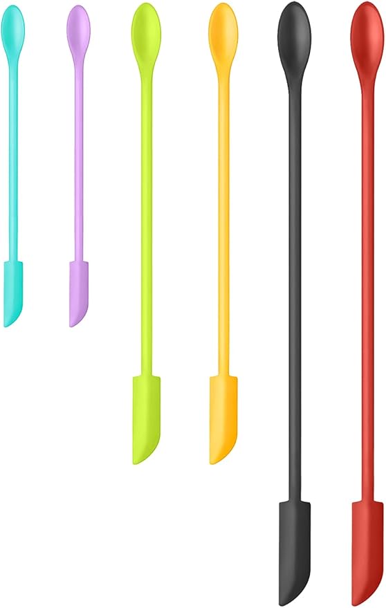 Silicone Spatula Set (6Pcs) - Mini Scraper Tool for Beauty & Food - Reach Every Last Drop, Multi-Size Spatulas for Makeup Jars, Lotion Bottles & Kitchen Containers (6 Color)