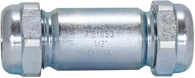 Eastman 3-7/8 Inch Long Pattern Compression Coupling, 1/2 Inch IPS, Galvanized Steel, 20562