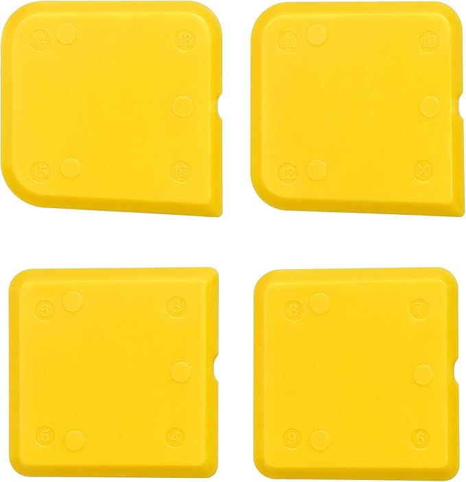 Caulk Smoothing Tool 4 Pcs Silicone Caulking Tool Kit Caulk Smoother Sealant Finishing Grout Scraper for Washroom Kitchen Bathroom (2.7x2.7x0.18 in,Yellow)