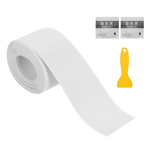 uxcell Caulk Tape Waterproof, 1.5 Inch x 10.5 ft Self-Adhesive Sealant Sealing Strip Caulking Sealant Tape PVC with Tool for Kitchen Sink Toilet Bathroom Bathtub Floor, White