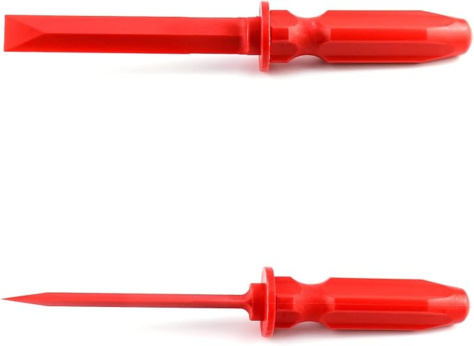 QWORK Chisel Scraper, 2 Pack (7/8") Wheel Weight Remover, Non-Marring Plastic Scraper Remover Tool Kit, for Adhesive, Caulk, Gasket Decals Emblem Moldings