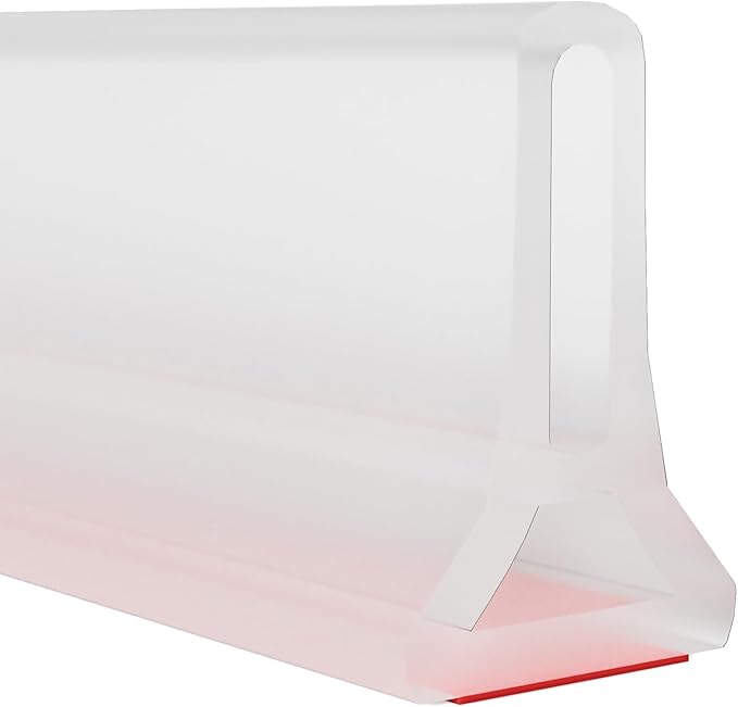 Hi-Na 3ft/5ft/6ft/8ft10ft Collapsible Shower Threshold Water Dam Water Barrier for Shower and Water Stopper Keeps Water Inside Water Threshold for Wet and Dry Separation (5ft, Clear)